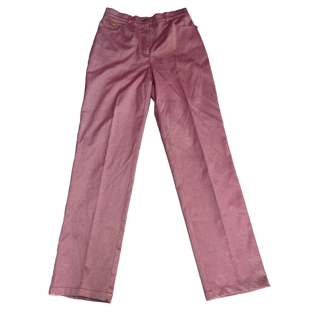St John Sport Sz 6 Metallic Pink Trouser W Gold Accents